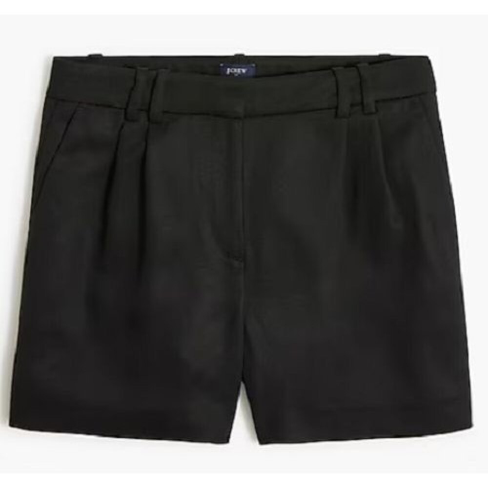J.Crew Refined Twill Pleated Short Soho Sz 16 Black NEW
